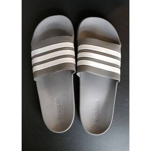 Adidas light grey and white  slides mens size 13
